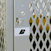 Single-Point projecting friction catch door pull prepared for both padlock and built-in lock