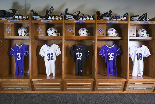 football wood lockers - Furman University