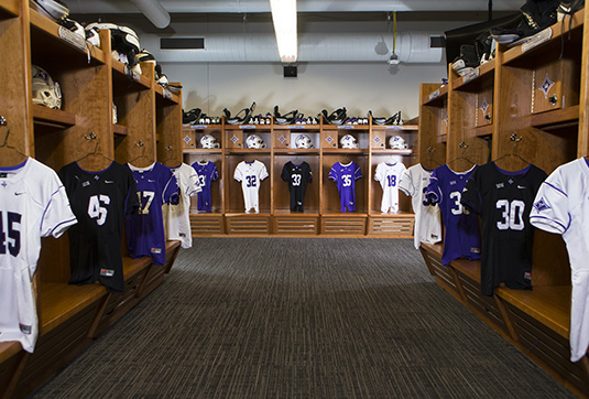 football wood lockers - Furman University