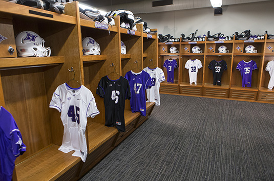football wood lockers - Furman University