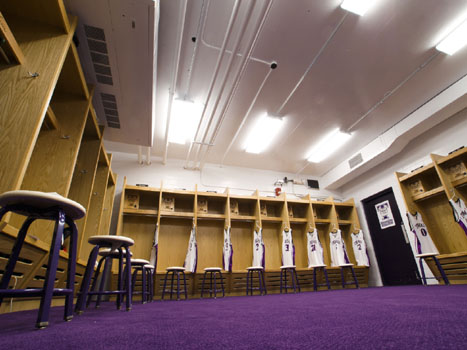 Truman State University - Wood Lockers in Mens Locker Room